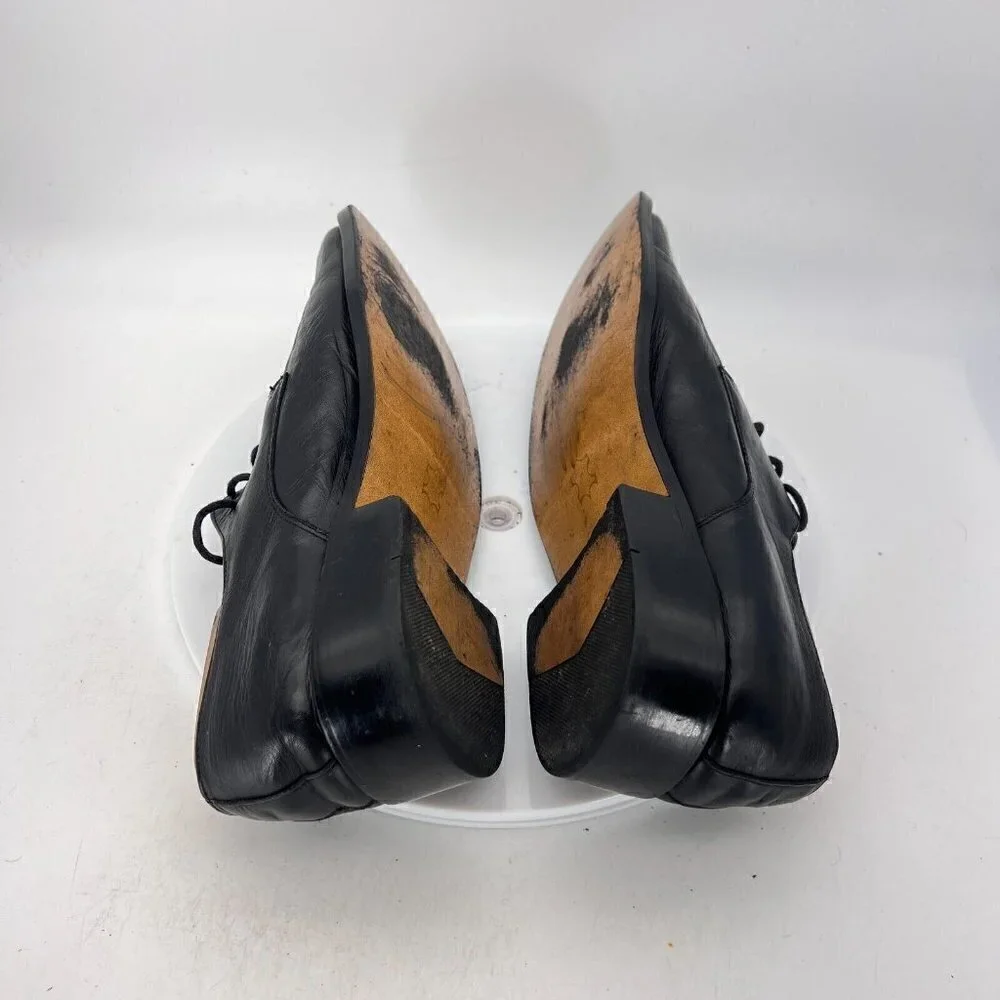 Brunello Men Size 10.5 Black Leather Square Toe Derby Dress Shoes